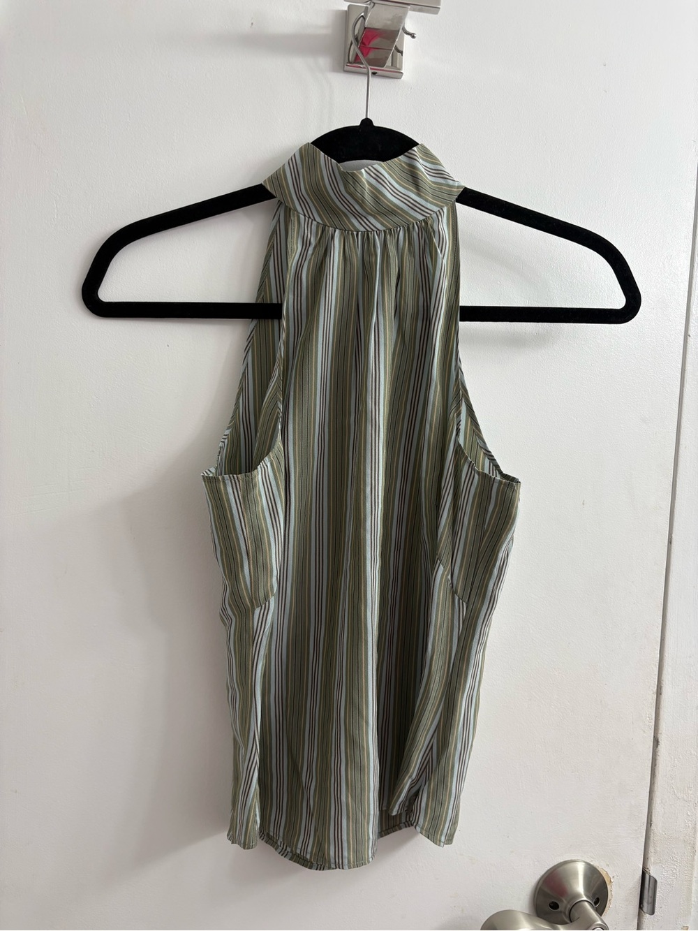 Banana Republic Olive & White Striped Halter Neck Tank